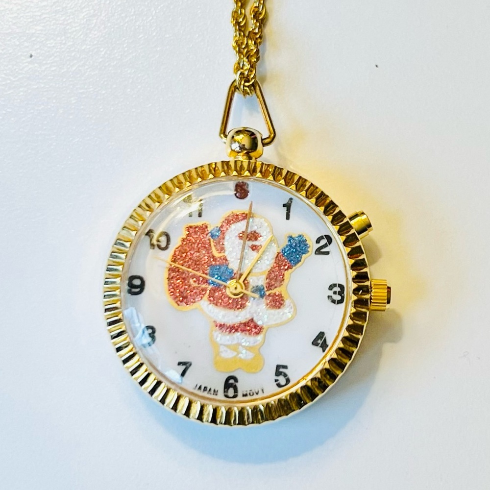 VINTAGE Musical Santa Watch on a Necklace Chain